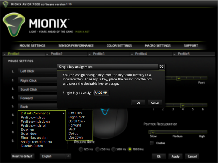 Oprogramowanie Mionix Avior 7000 i Naos 7000